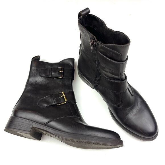 Emanuele Crasto Dark Brown Italian Leather Moto Biker Boots size 8.5 - Picture 1 of 7